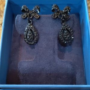 Black Bow Rhinestone Earrings